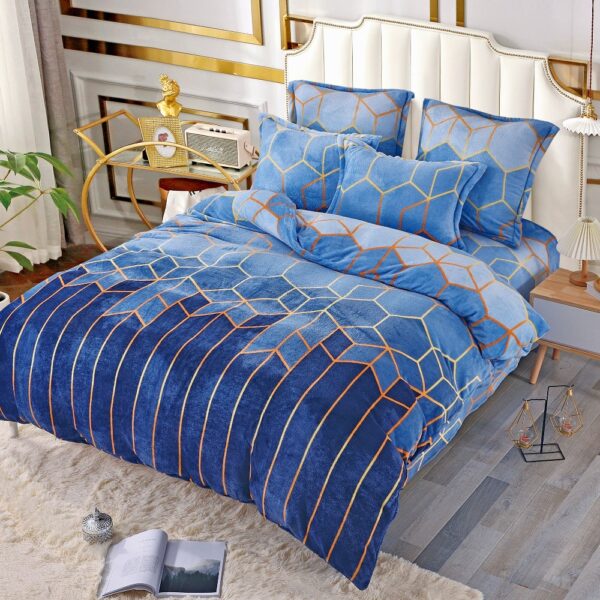 lenjerie cocolino albastra cu forme geometrice