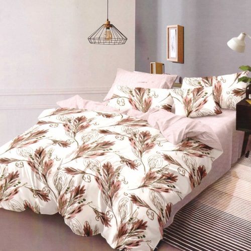 lenjerie crem bej cu frunze maro