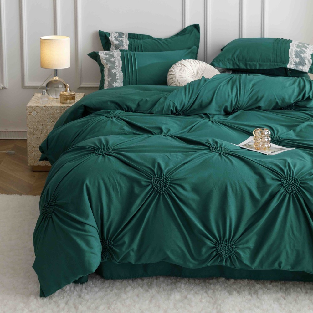 lenjerie cu pliuri inimioare si broderie - verde 2 lenjerie cu pliuri inimioare si broderie - verde