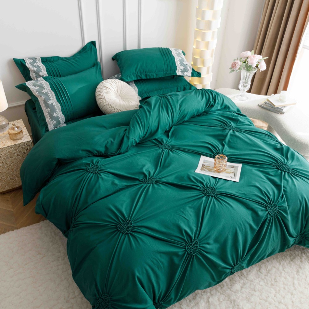 lenjerie cu pliuri inimioare si broderie - verde lenjerie cu pliuri inimioare si broderie - verde
