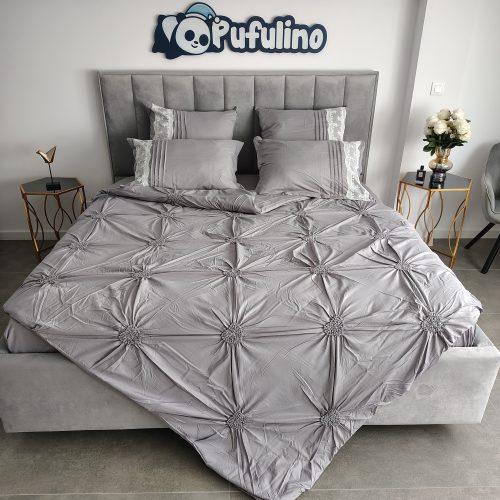 lenjerie cu pliuri si inimioare gri