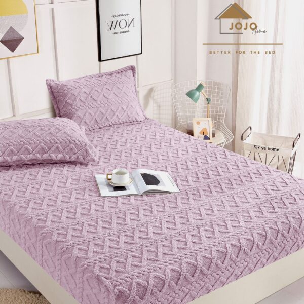 husa de pat cu elastic model cocolino tricot lila