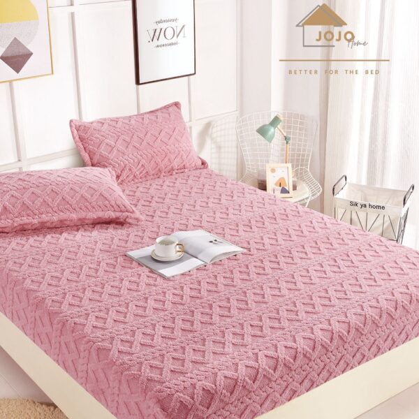 husa de pat cu elastic model cocolino tricot roz