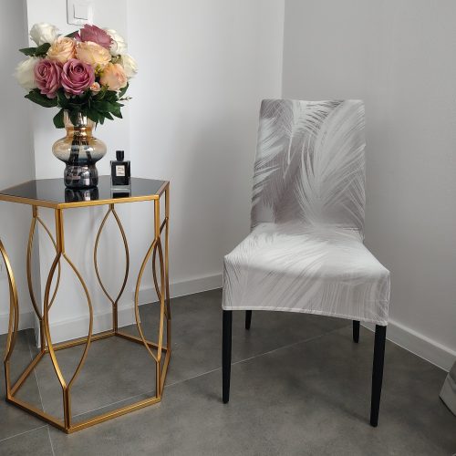 husa de scaun finet gri cu fulg alb (1)