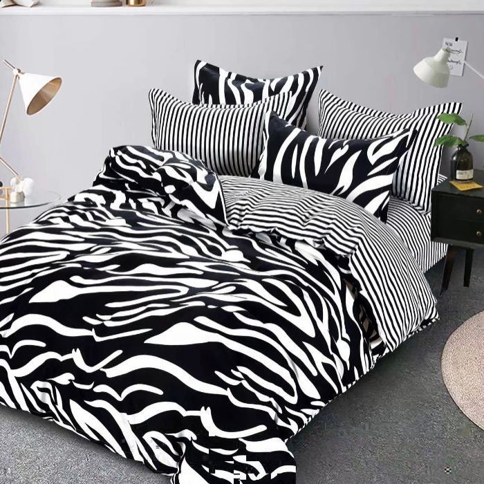 lenjerie alb negru zebra