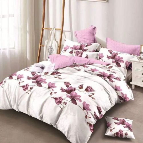 lenjerie alb roz cu flori