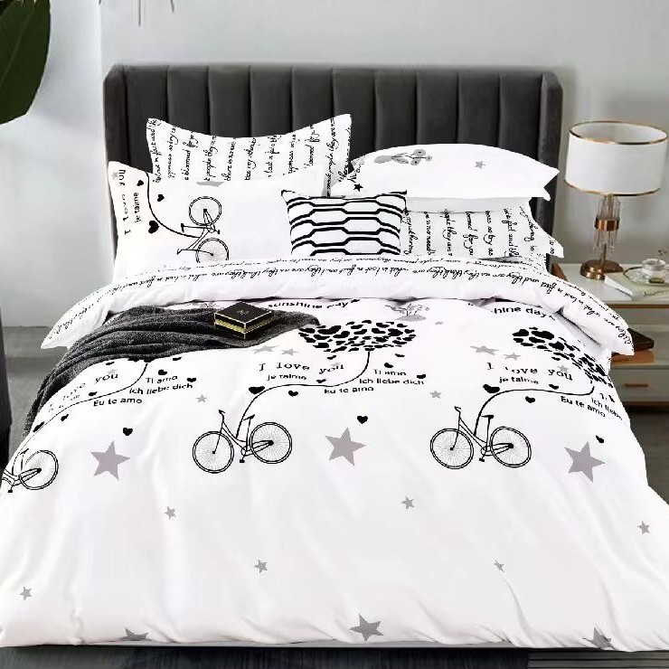 lenjerie de pat alba cu biciclete