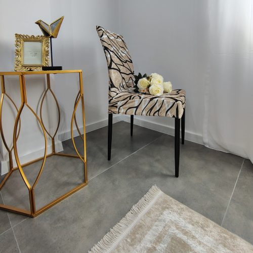 husa de scaun velvet bej cu dungi