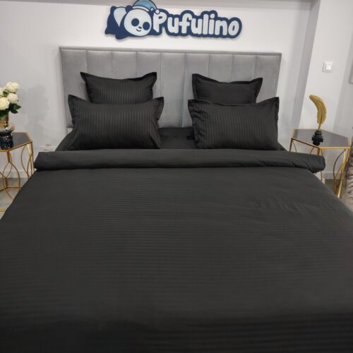 lenjerie de pat model damasc neagra