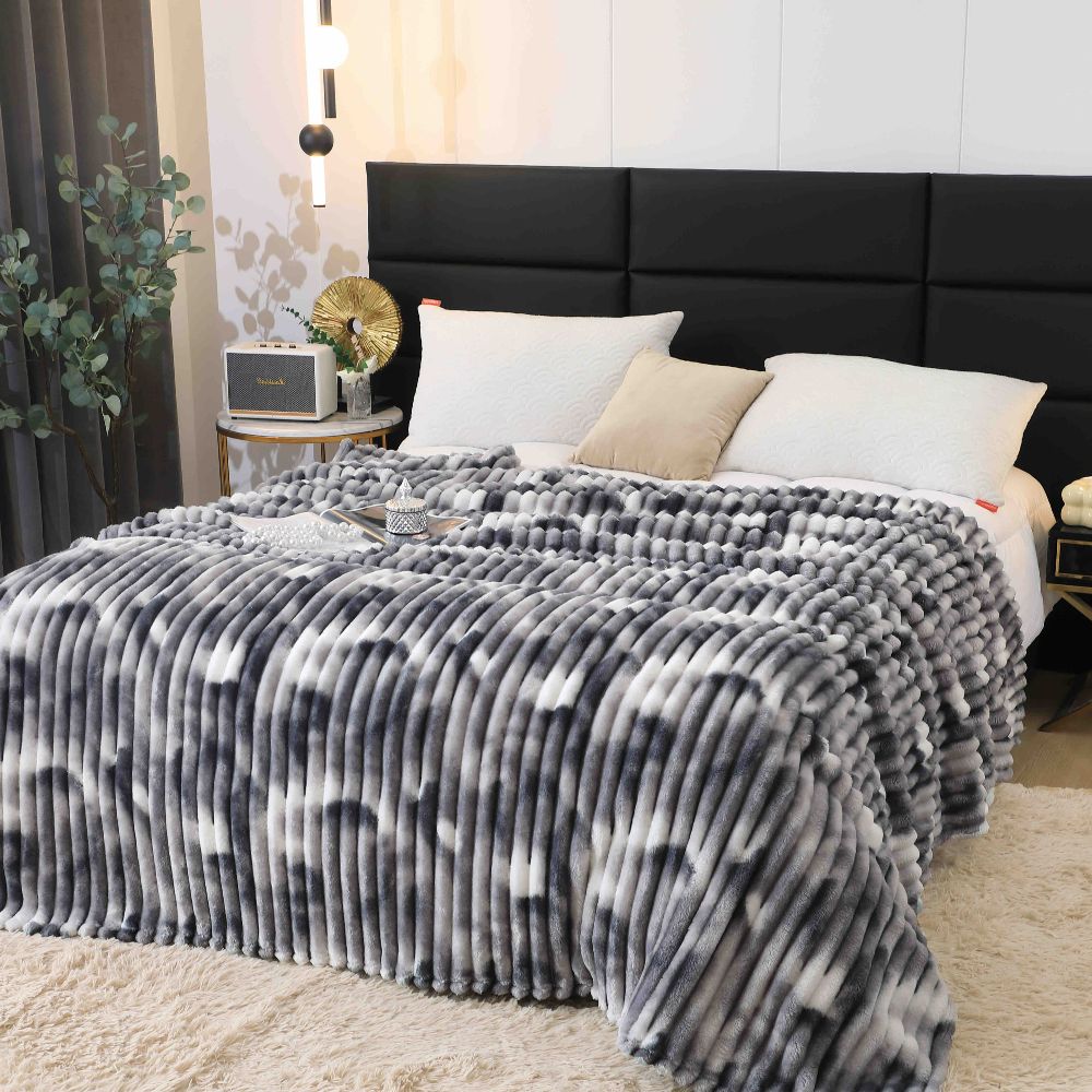 patura cocolino cu dungi 2 culori - alb-gri