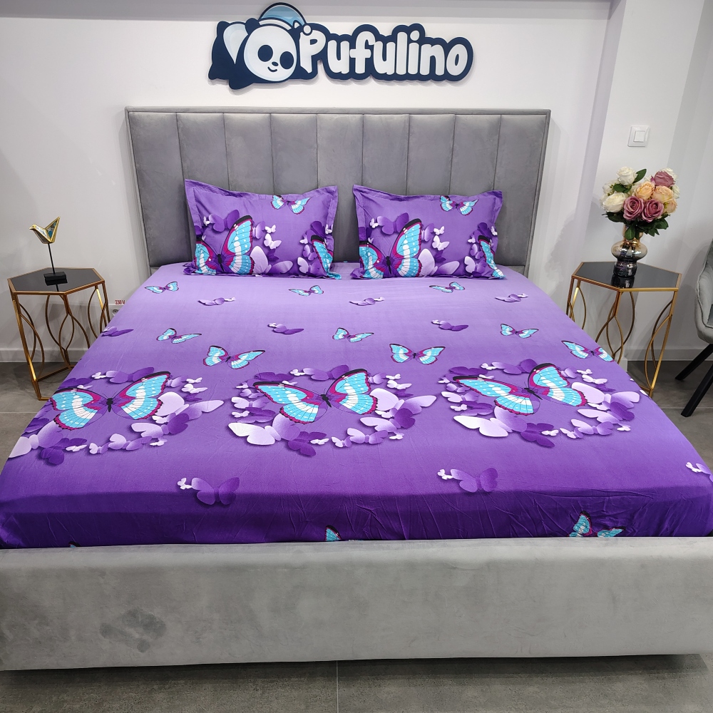 husa de pat finet mov cu fluturi husa de pat finet mov cu fluturi