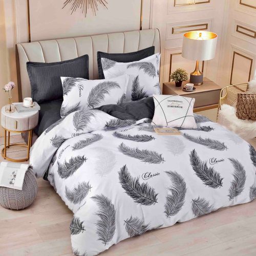 lenejrie de pat finet alba cu pene