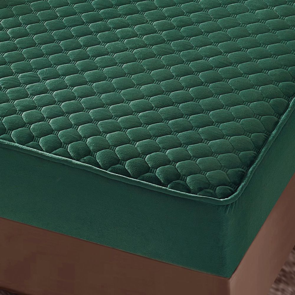 husa de pat catifea verde