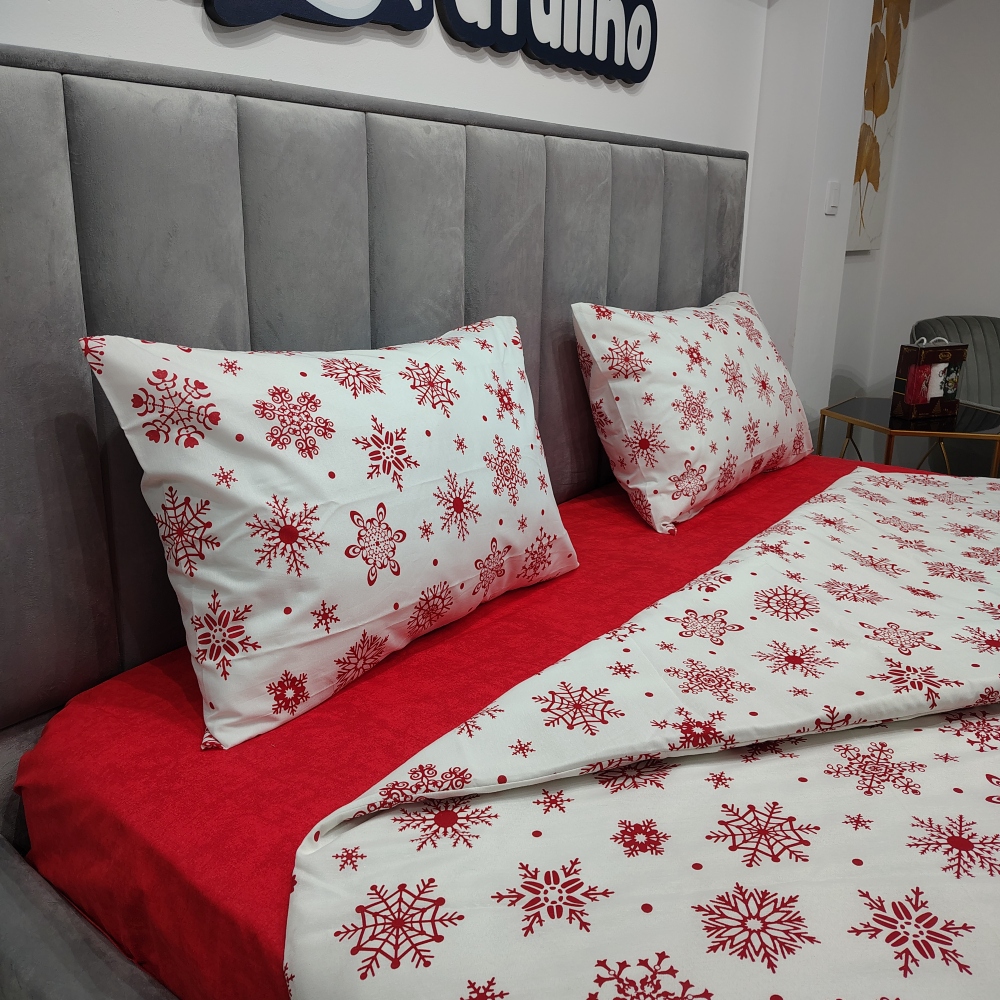 lenjerie de pat bumbac ranforce alba cu fulgi de zapada (1) lenjerie de pat bumbac ranforce alba cu fulgi de zapada