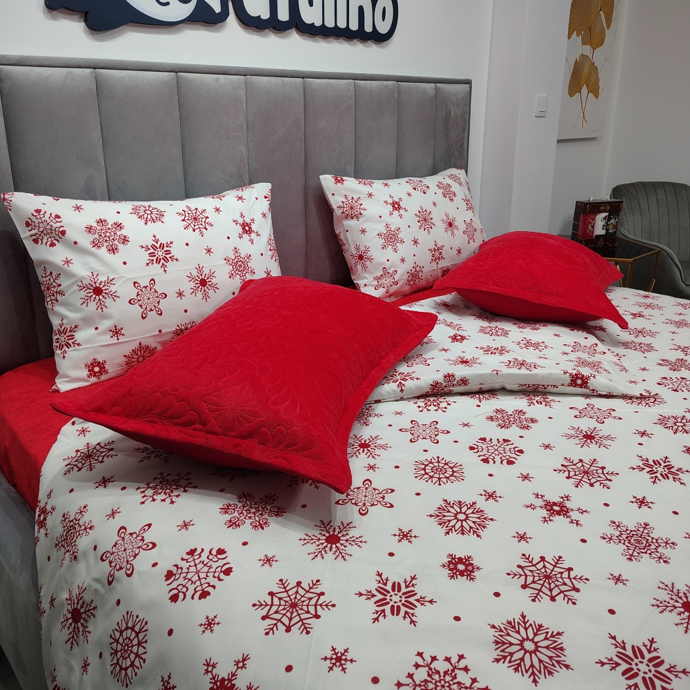 lenjerie de pat bumbac ranforce alba cu fulgi de zapada lenjerie de pat bumbac ranforce alba cu fulgi de zapada