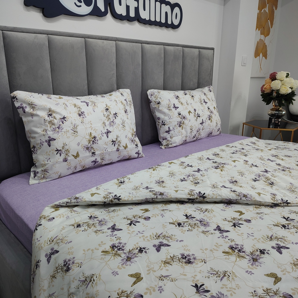 lenjerie de pat ranforce alba cu flori mov (3) lenjerie de pat ranforce alba cu flori mov