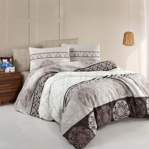 lenjerie de pat ranforce bej cu ornamente (1)