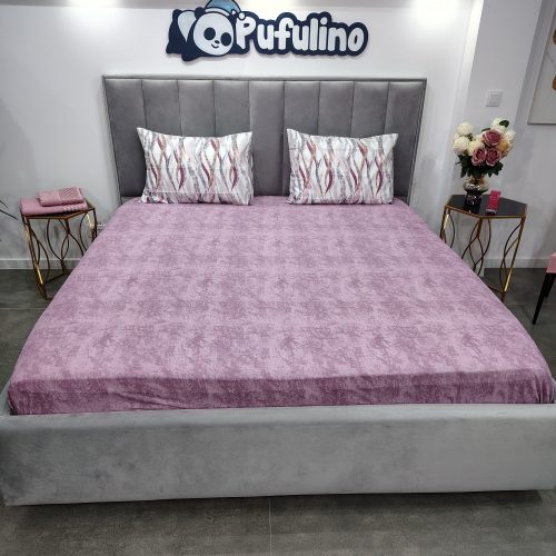 lenjerie de pat ranforce cu dungi lila