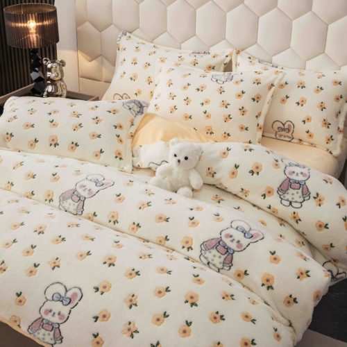 lenjerie cocolino cu elastic floricele iepurasi