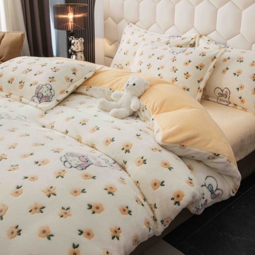 lenjerie cocolino cu elastic floricele si iepurasi