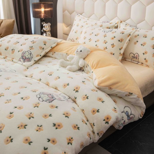 lenjerie cocolino cu elastic floricele si iepurasi