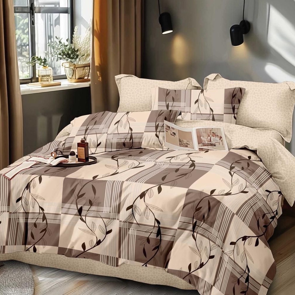 lenjerie finet crem maro carouri cu frunze lenjerie finet crem maro carouri cu frunze