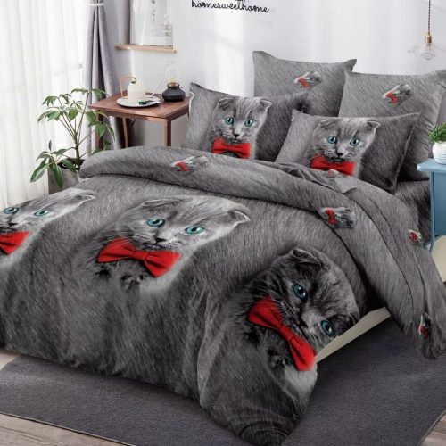 lenjerie finet gri cu pisicute