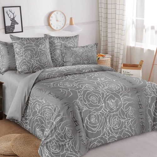 lenjerie gri cu flori