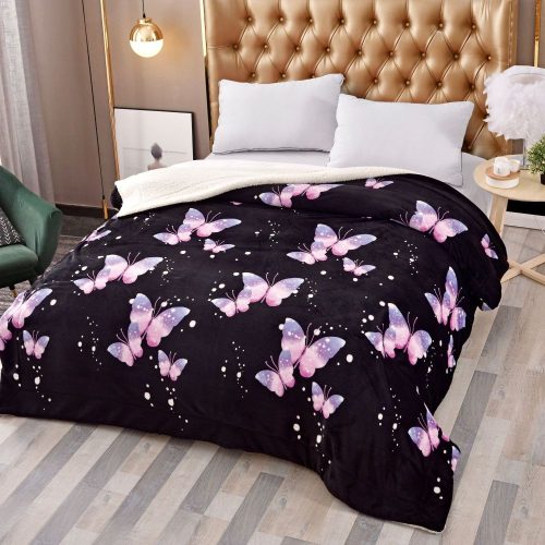 patura cu blanita neagra cu fluturi