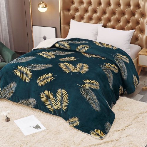 patura cu blanita verde cu frunze aurii