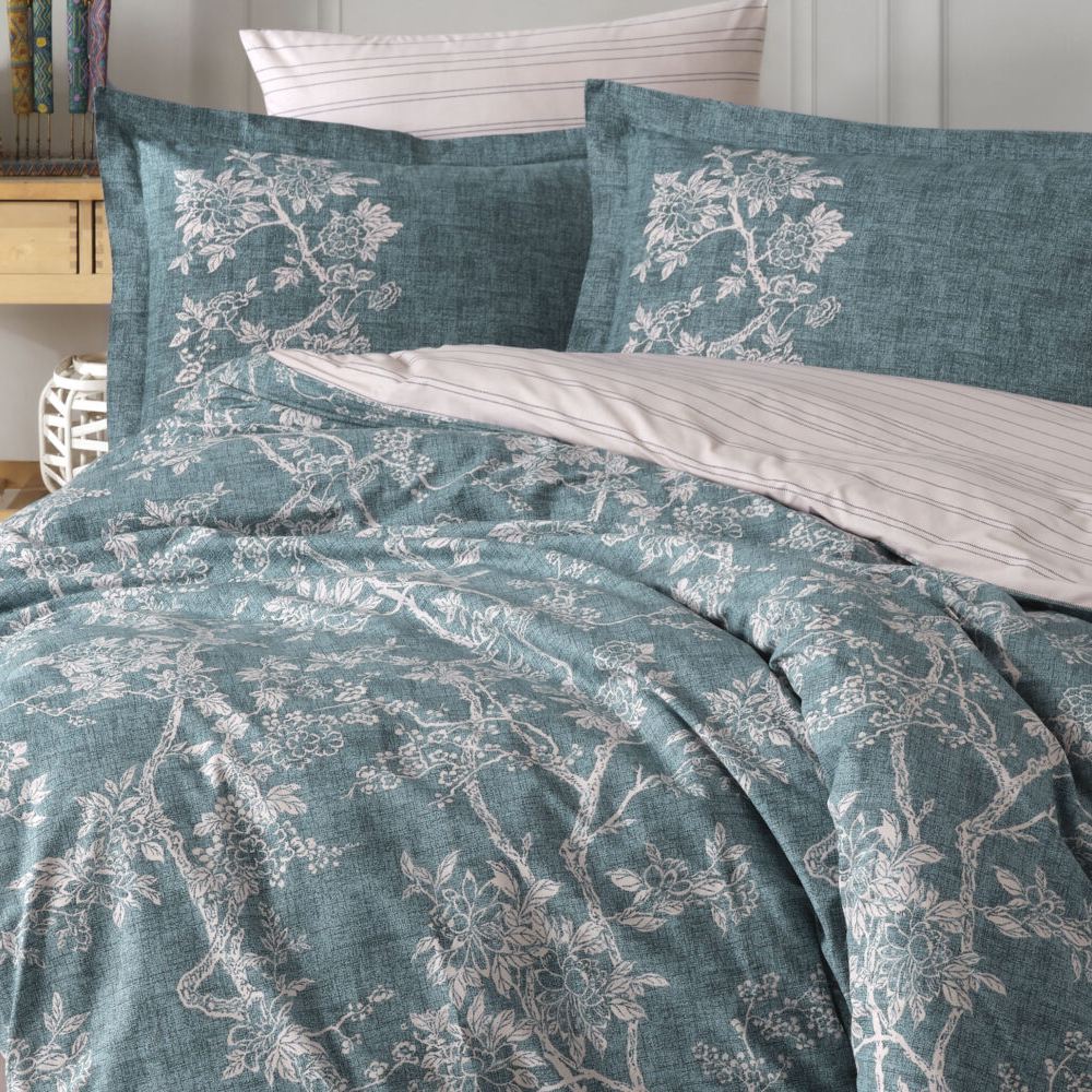 lenjerie bumbac poplin dream turcoaz aproape