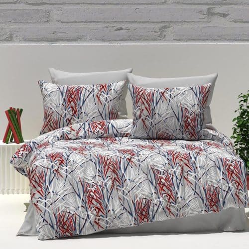 lenjerie de pat bumbac ranforce cu plante multicolore