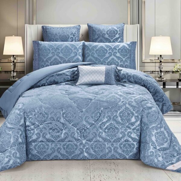 set luxury jacquard 7 piese albastru