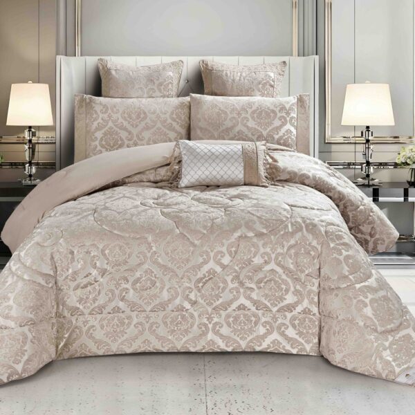 set luxury jacquard 7 piese bej