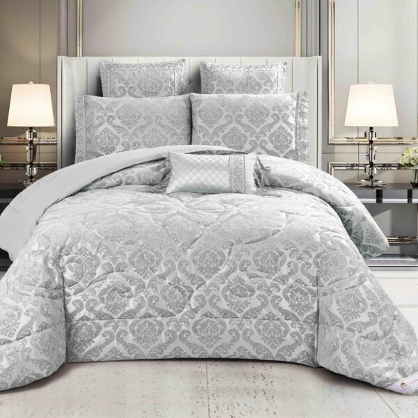 set luxury jacquard 7 piese gri