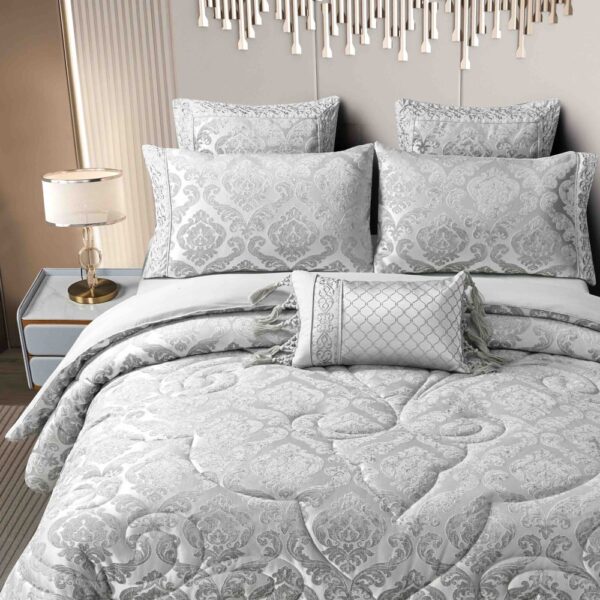 set luxury jacquard 7 piese gri aproape