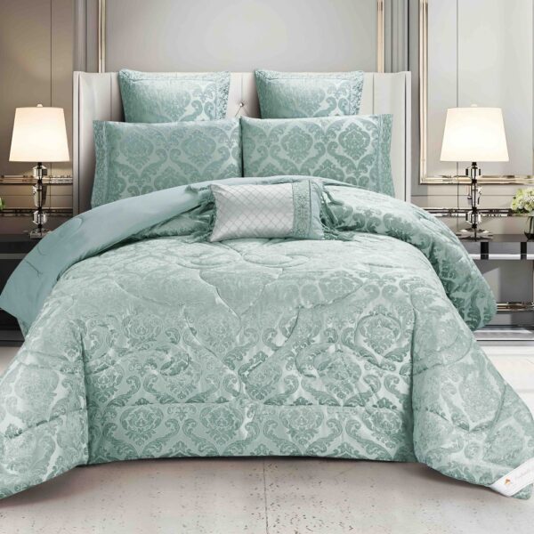 set luxury jacquard 7 piese verde