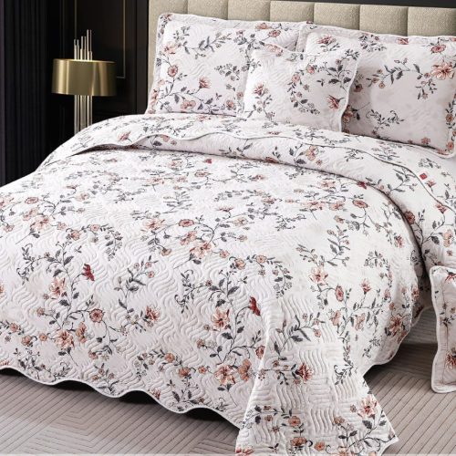 cuvertura alba cu floricele colorate