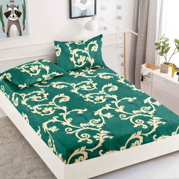 husa de pat finet verde cu ornamente