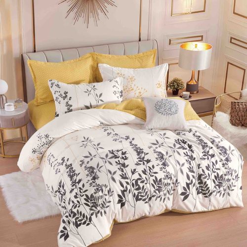 lenejrie de pat finet alba cu flori