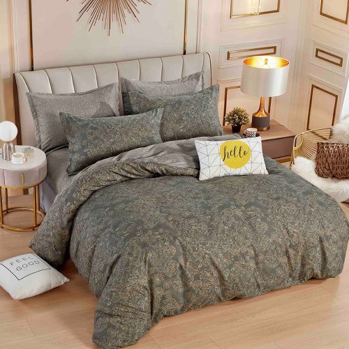 lenjerie de pat finet gri cu flori