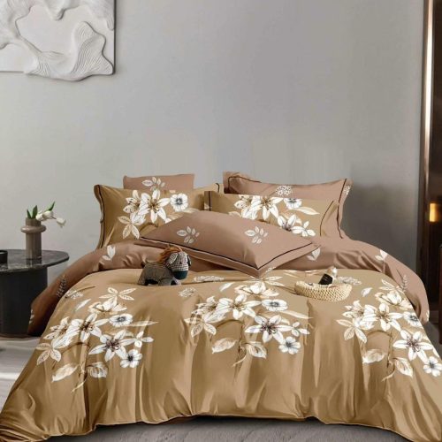 lenjerie maro cu flori albe