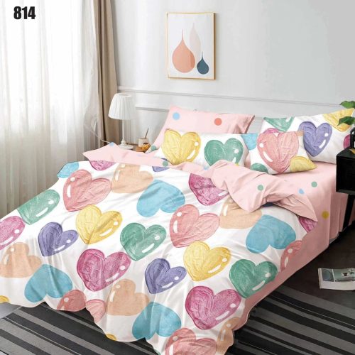 lenejrie de pat finet cu inimioare colorate