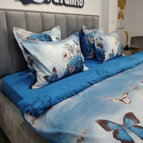 lenjerie de pat material finet cu fluturi