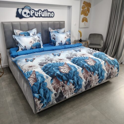 lenjerie de pat material finet cu fluturi