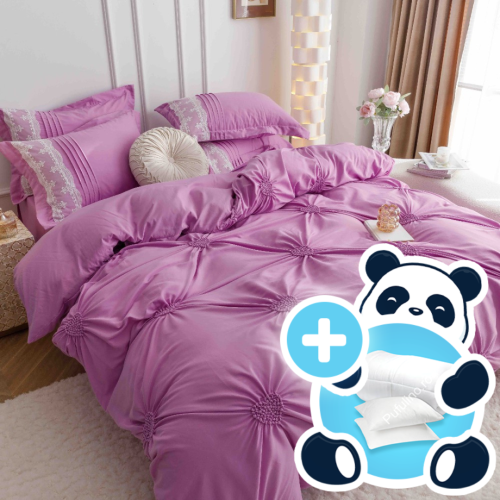 Lenjerie pliuri broderie mov