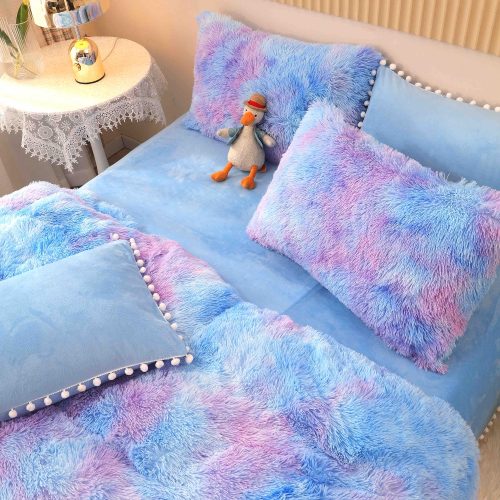 lenjerie fluffy albastru degrade