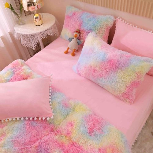 lenjerie fluffy multicolora cearceaf