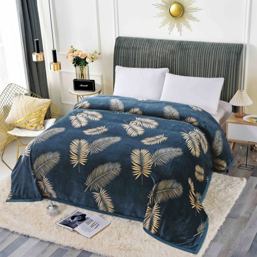 patura cocolino cu bordura smarald leafs