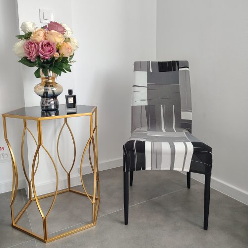 husa de scaun finet gri cu negru